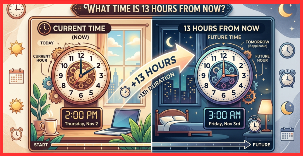 What Time Is 13 Hours From Now? is the main keyword.